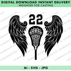 Lacrosse Stick with Wings - SVG - Ai