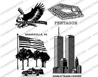 9/11 Logo Bundle (WTC / Pentagon / Shanksville, PA / Eagle)  Svg - Ai - Eps - Png - Jpeg