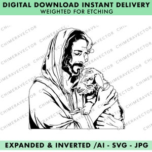 Jesus hält Lamm Logo - Verlorene und Gefunden -Svg - Ai - Jpg - Png (Einschließlich invertiert)