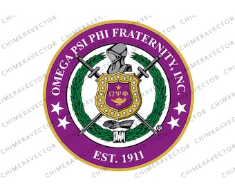 Sello de la Fraternidad Omega Psi Phi - Svg - Png - Ai - A todo color