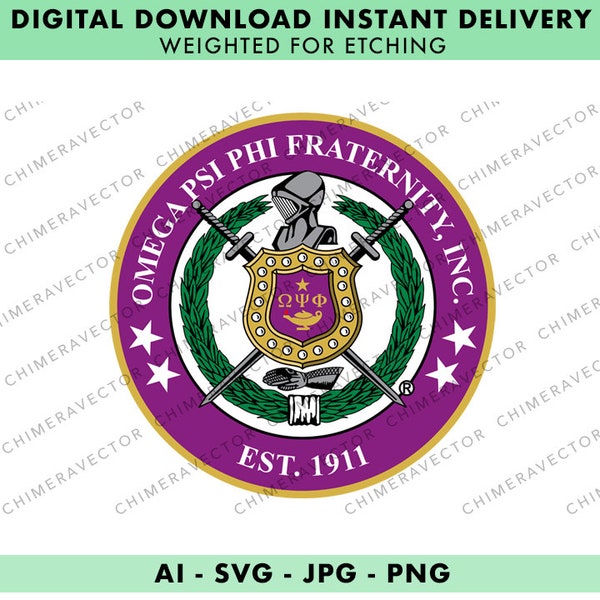 Omega Psi Phi Fraternity Seal - Svg - Png - Ai - Full Color