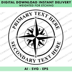 Nautical Compass (Editable Text) - Svg - Ai - Eps