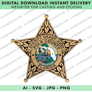 Sheriff del condado de Polk, Florida - Blanco y negro y color - Svg - Ai - Jpeg - Png