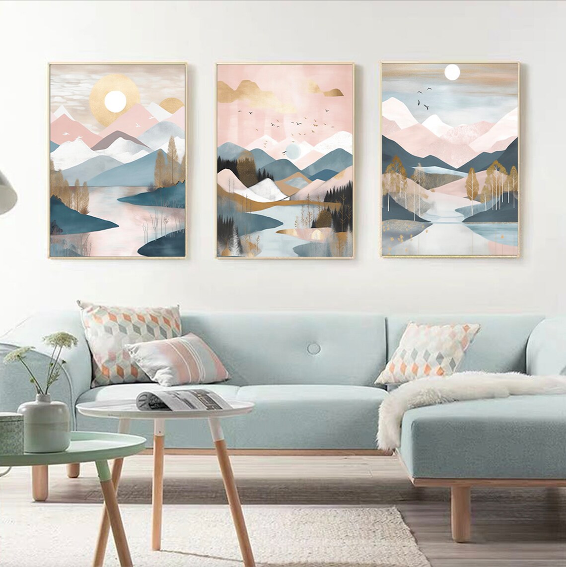 Set of 3 Scandinavian Wall Art, Living Room Wall Decor, Scandinavian ...
