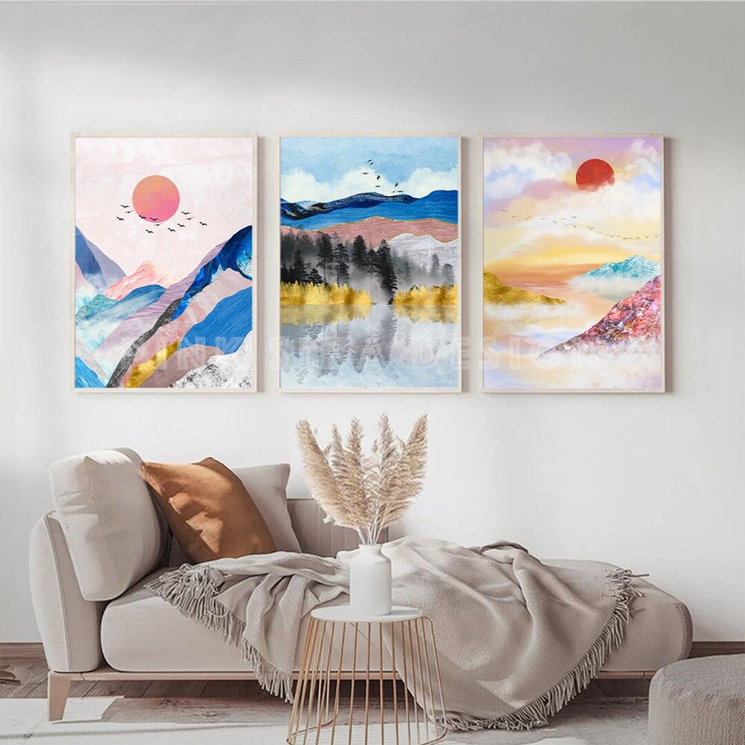 Set of 3 Nordic Wall Art, Scandinavian Wall Art, Living Room Wall Decor ...