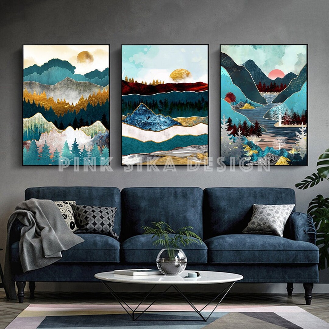 Set of 3 Scandinavian Wall Art, Living Room Wall Decor, Scandinavian ...