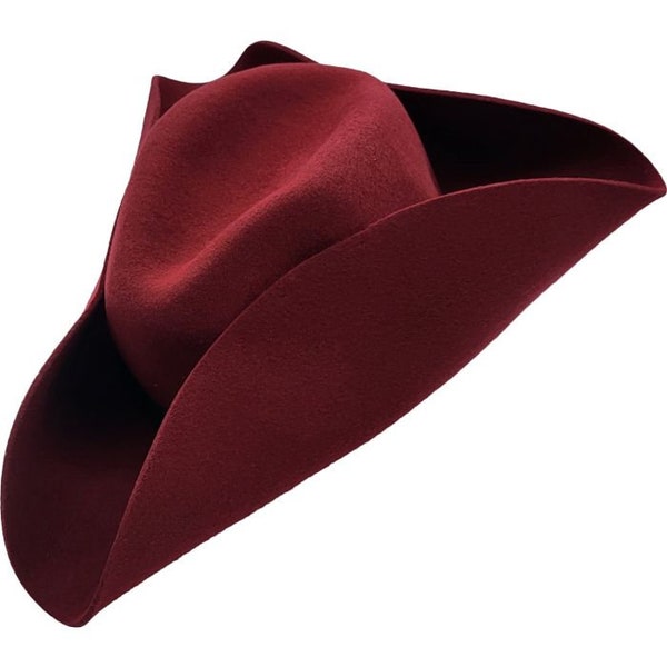 Authentique chapeau en feutre de laine tricorne : couvre-chef classique de style militaire