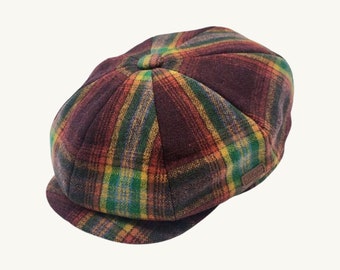 Classic Checked Newsboy Cap in Multiple Colors - Vintage Men's and Women's Style - Bakerboy Hat & Country Style Perfect Gift
