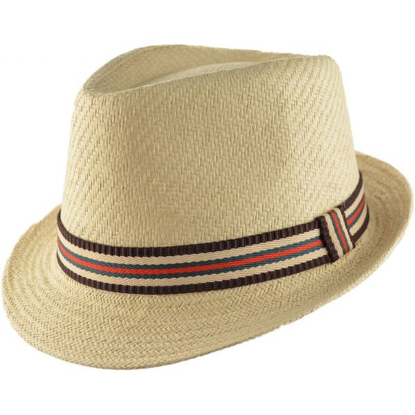 Summer Straw Trilby Hat, Stay Cool Stylish 100% Paper Straw Trilby Hat for Men Women, Paper Straw Sun Protection Colourful Grosgrain Ribbon