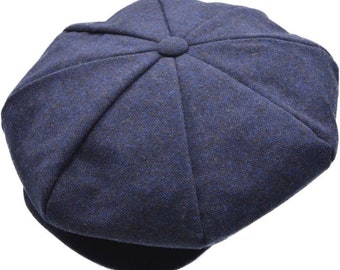 Large Navy Big Apple Newsboy Cap: Urban Chic with a Touch of Vintage Style