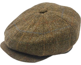 Vintage Checked Herringbone Newsboy Cap - Classic Retro Style Baker Boy Hat for Men and Women