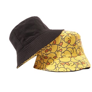 Duck Print Reversible Bucket Hat: Unisex Fisherman Style, Bucket Hat, Perfect Gift for Everyone