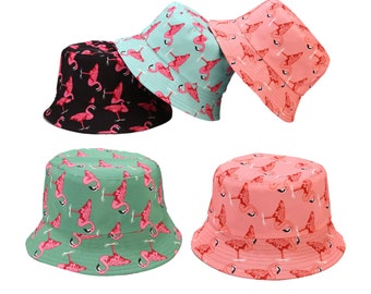 Flamingo Bucket Hats, Bucket Hat, Flamingo Print Bucket Hat, Reversible Bucket Hat, Unisex Bucket Hat, Cotton Bucket Hat, Stylish Bucket Hat