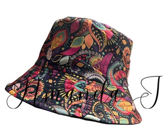 Reversible Bucket Hat, AztecRevive Reversible Bucket Hat, Hippy Adult Hat - Colourful Unisex Fisherman Hat with Stylish Aztec Pattern