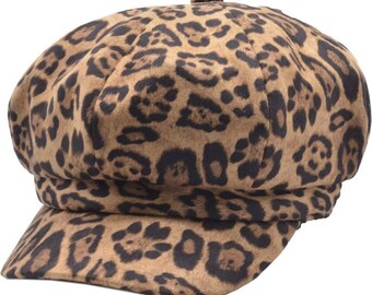 Womens Leopard Newsboy Cap: Bold Animal Print Meets Vintage Chic