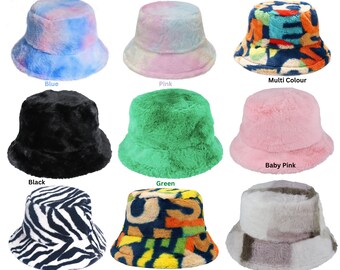 Embrace Cozy Elegance with our Women's Soft Fluffy Bucket Hat - A Fashionable Tie Dye Pattern Accessory for a Perfectly Fluffy Look