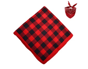 Checkmate: the bold black and red cotton checkerboard bandana, black and blue cotton checkerboard bandana