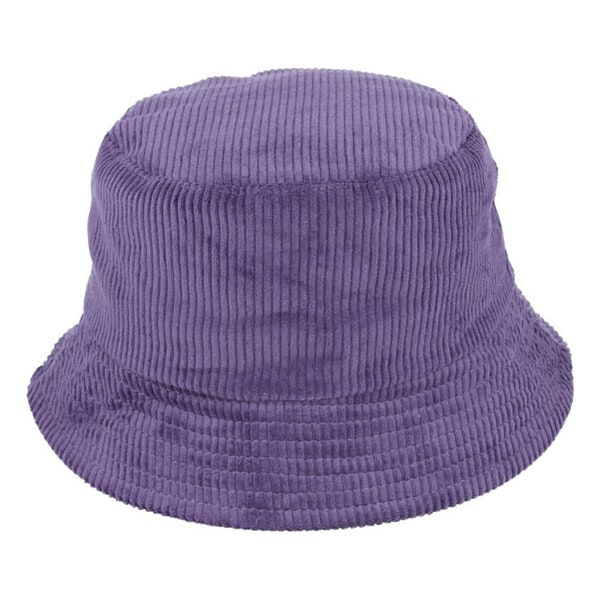 Purple Corduroy Bucket Hat, Stylish and Vibrant Headwear with a Textured Twist