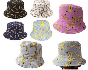 Go Bananas with Style: Reversible Banana Print Bucket Fisherman Hat, Cotton Bucket Hat with Playful Banana Pattern - The Perfect Gift