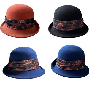 Accessories Hats & Caps Formal Hats Cloche Hats Round derby bowler hat Wool Felt Roll-up Brim hat Cloche Hat Bowler Cloche Hat ladies bowler hat 