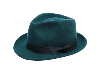 Classic Crushable Wool Felt Trilby Hat for Men And Women - Handmade 100% Wool Fedora, Sizes S-XL