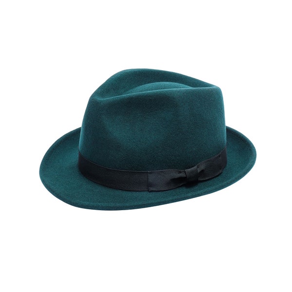 Chapeau trilby classique en feutre de laine froissable pour homme et femme - Fedora 100 % laine fait main, tailles S-XL