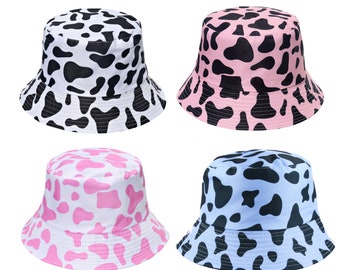 Cow Print Bucket Hat, Bucket Hats, Reversible Bucket Hat, Unisex Fisherman Bucket Hat, Cow Pattern Fisherman Hat, Animal Printed Fisherman