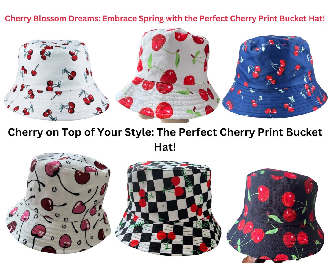 Reversible Springtime Blossom Statement Bucket Cherry Bomb, Make a With the Hat: Cherry Etsy Sweet and Fashion Bold a - Accessory