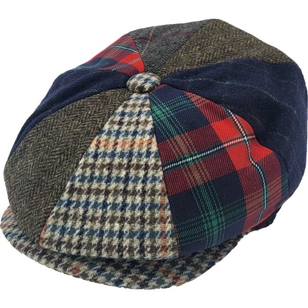 Casquette gavroche en patchwork à huit panneaux : casquette pour papa, style Peaky Blinders - Idéal pour la Saint-Valentin