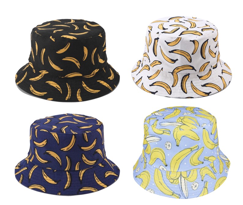 Banana Bucket Hat Reversible Banana Print Pattern Bucket Etsy UK