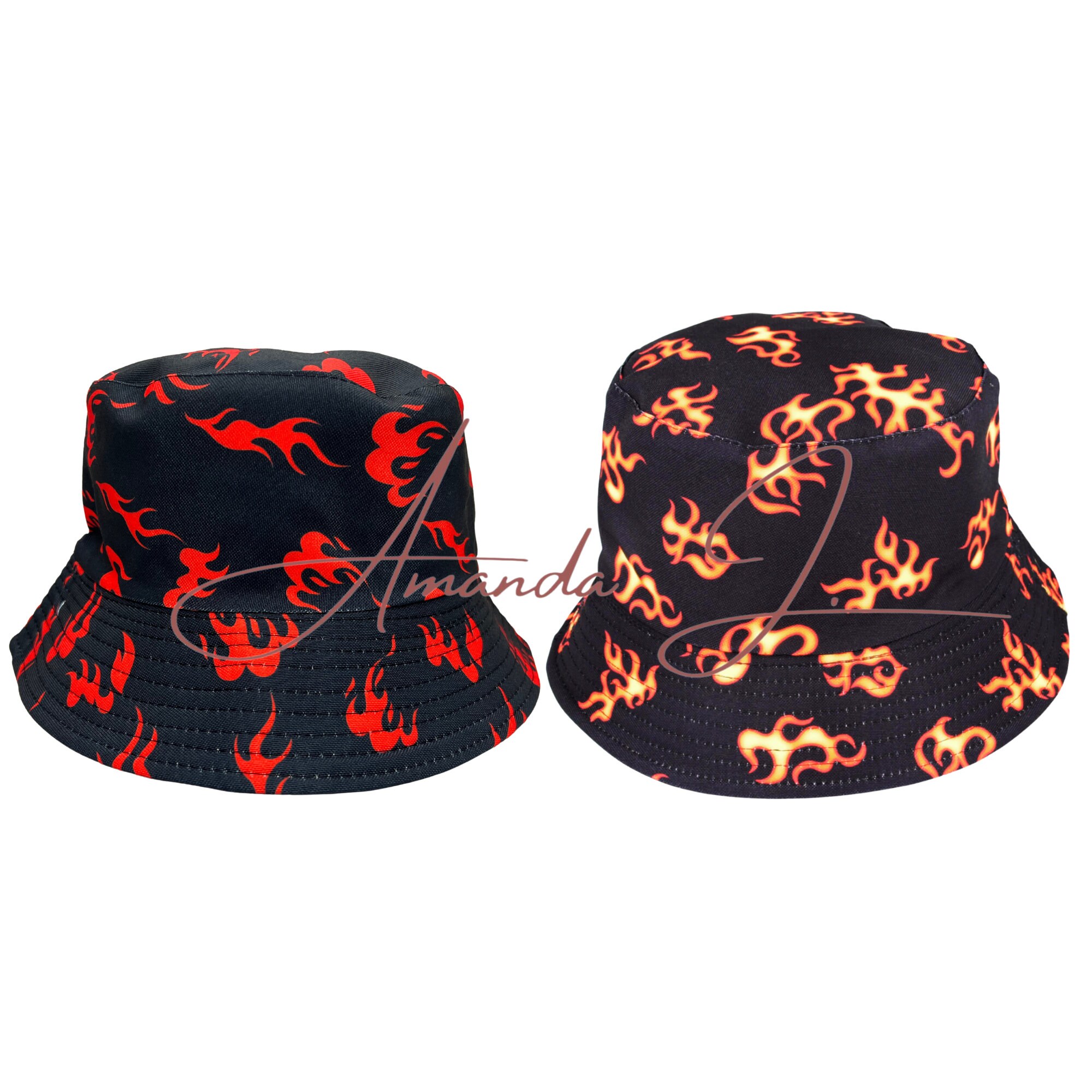 Bucket Hat, Flame Bucket Hat, Reversible Flame Pattern Fisherman Bucket Hat, Reversible Design Bucket Hat Black, Fashion Bucket Hat