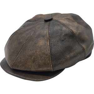 Brown Leather Patch Newsboy Cap: Vintage Chic with a Modern Twist