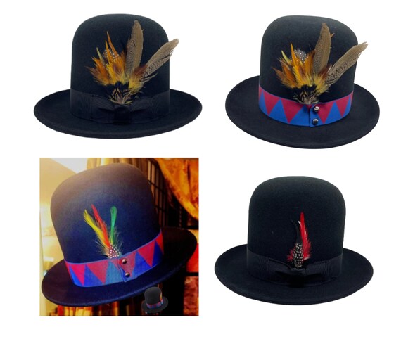Grosgrain Ribbon Very Tall Bowler Hat, Sophisticated Tall Bowler Hat, Tall  Bowler Feather Hat, Stand Tall Confident Classic Bowler Hat Black - Etsy