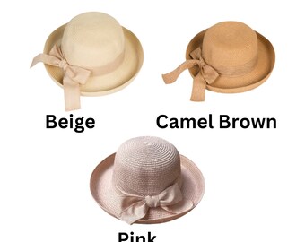 Women Cute Sun Hat, Stay Chic and Protected from the Sun with Our Women's Up Brim Straw Hat, Perfect for Summer Style Up Brim Ribbon Bow Hat