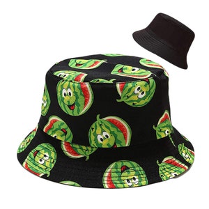 Freshness: Reversible Watermelon Bucket Hat in Cotton | Fun Fruit Design for Men & Women | Versatile Style for Every Occasion