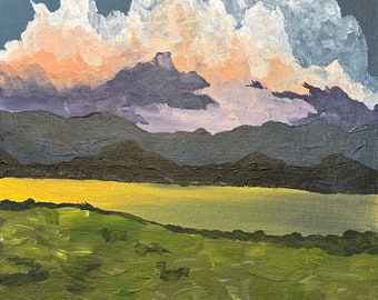 Distant Clouds - Original Acrílico sobre Tablero de Lienzo