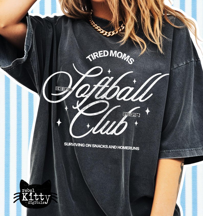 Tired Moms Softball Club PNG | SVG | Loud and Proud | Softball Mom | Trendy Softball | Softball Season | Game Day | DTF | Sublimation image 3