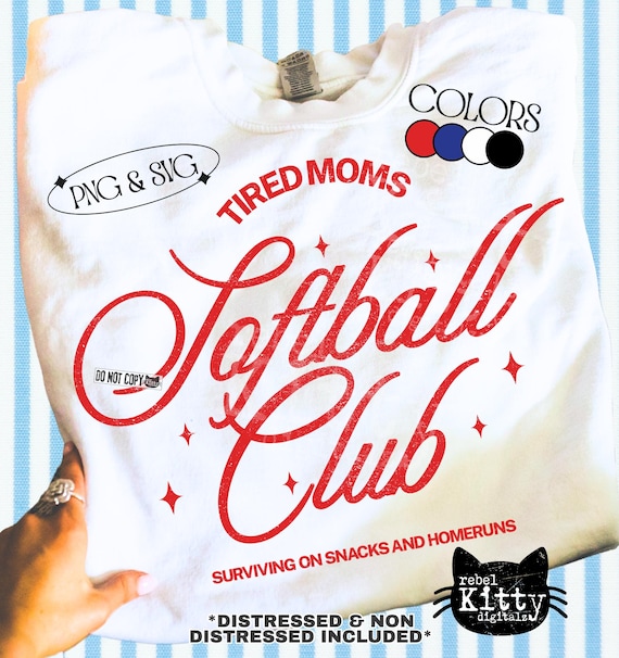 Tired Moms Softball Club PNG | SVG | Loud and Proud | Softball Mom | Trendy Softball | Softball Season | Game Day | DTF | Sublimation