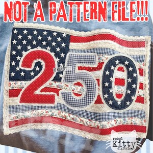 USA 250 Flag Patchwork PNG | Preppy Boho American Flag Design (Digital Download) This Is NOT a Pattern File!!!