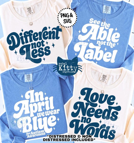 Autism Bundle PNG | SVG | Trendy | Autism Awareness | Asd | Autism Month | In April We Wear Blue | Retro | DTF | Sublimation