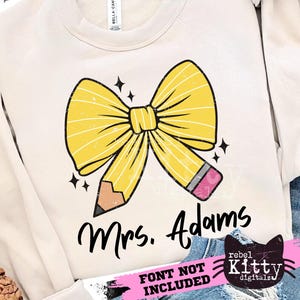 Pencil Bow SVG | PNG | Trendy Back to School | Teacher | Coquette | School Clipart | Back to Class | Girly School | DTF | Sublimation