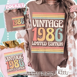 Vintage 1986 Limited Edition PNG | SVG | 1986 Birthday | 40th Birthday | Retro Birthday | Trendy Birthday | Sublimation | DTF