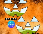 CANVA Pumpkin Face Template | Canva Frame | Trendy Halloween | Girly Pumpkin | Preppy | Spooky Season | Halloween Frame | Halloween Template