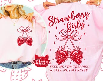 Strawberry Girly PNG SVG | Coquette Graphic (Digital Download)