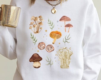 Botanical Mushroom sweatshirt, cute mushroom sweatshirt, nature shirt, Aesthetic sweatshirt, nature shirt, watercolor mushroom design shirt