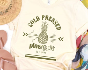 Cold pressed Pineapple package label design T shirt, Pineapple lover shirt Tropical Fruits lover summer hawaiian foodie