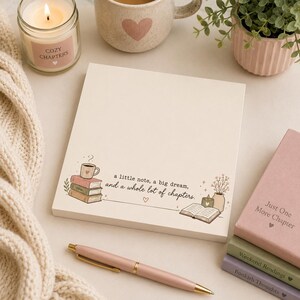 Bookish Sticky Notes, Cozy Reader Notepad, Literary Charm, Minimalist Design