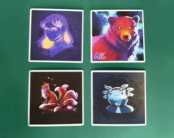 Paquete de pegatinas de vinilo mate Square Art de 3"