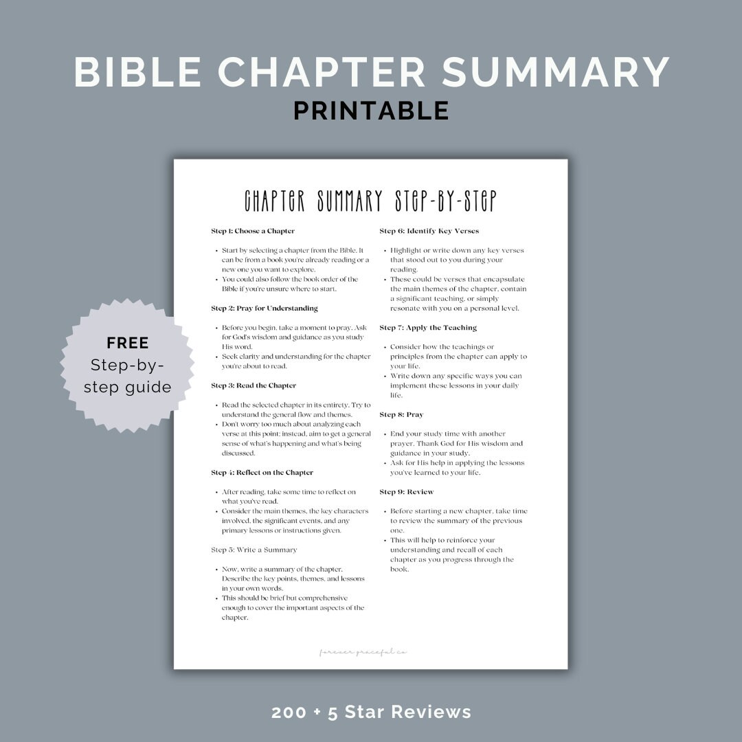 Bible Chapter Summary Printable Template - Etsy