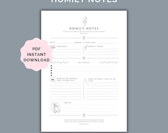 Homily Notes Printable Template.